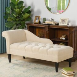 Harrison - Tufted Roll Arm Chaise Lounge - Beige