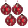 Christmas Ball Ornaments, Glass Decorative Hanging Ball Christmas Tree Ornaments For Holiday Decorations (Set of 4) - Red - Image 2