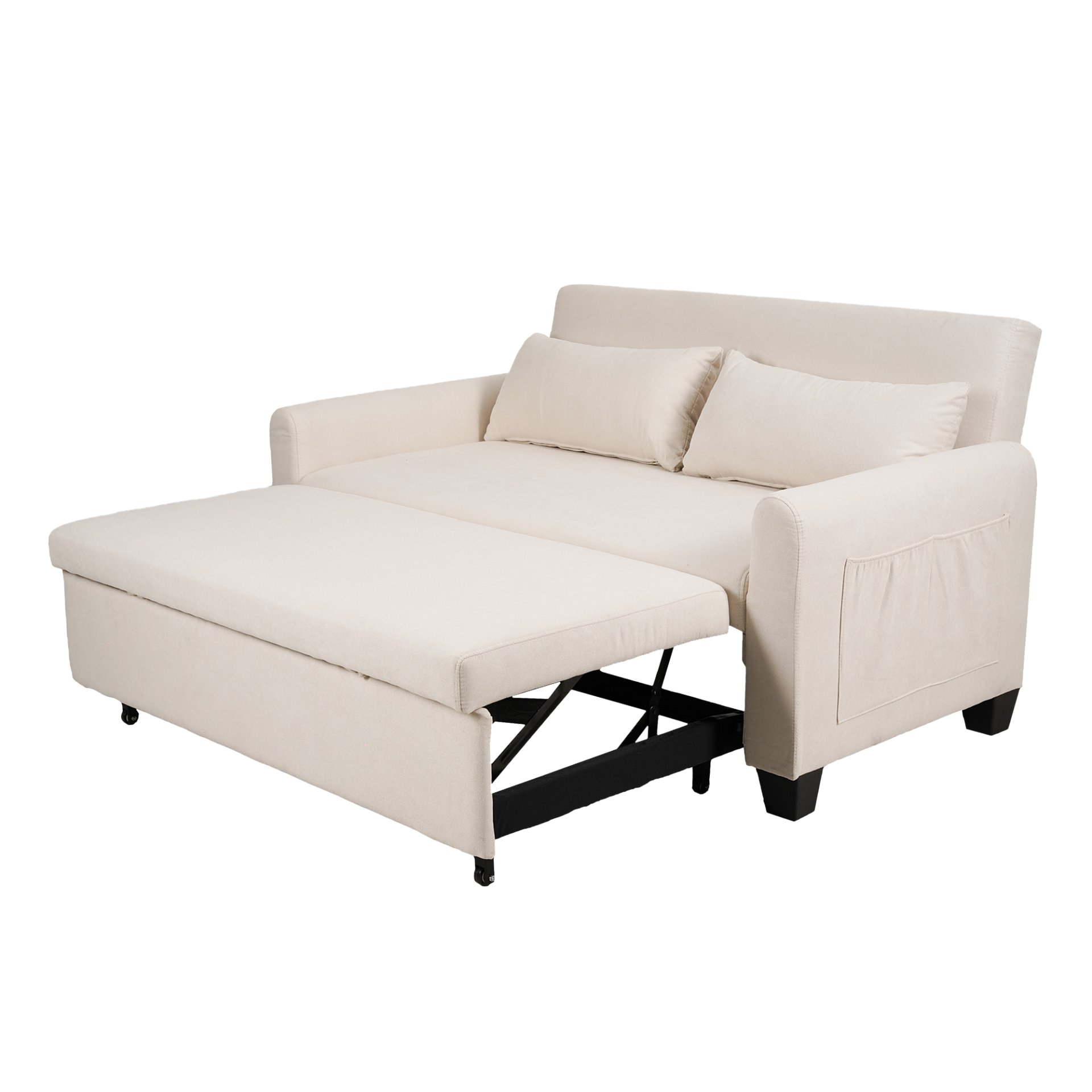 Balus - Extra Large 2 In 1 Sofa Bed With Storage Bag, Adjustable Backrest And Cushions - Beige - Image 9