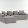 Compression Sofa: Combining Chaise Longue With 3 Seater, Corduroy Fabric, Full Sponge Compression Sofa, Combined Sofa With 4 Pillows For Living / Home Furniture / Apartment - Light Gray - Image 22
