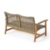 Outdoor Rattan Loveseat With Wooden Legs - Brown - Image 6