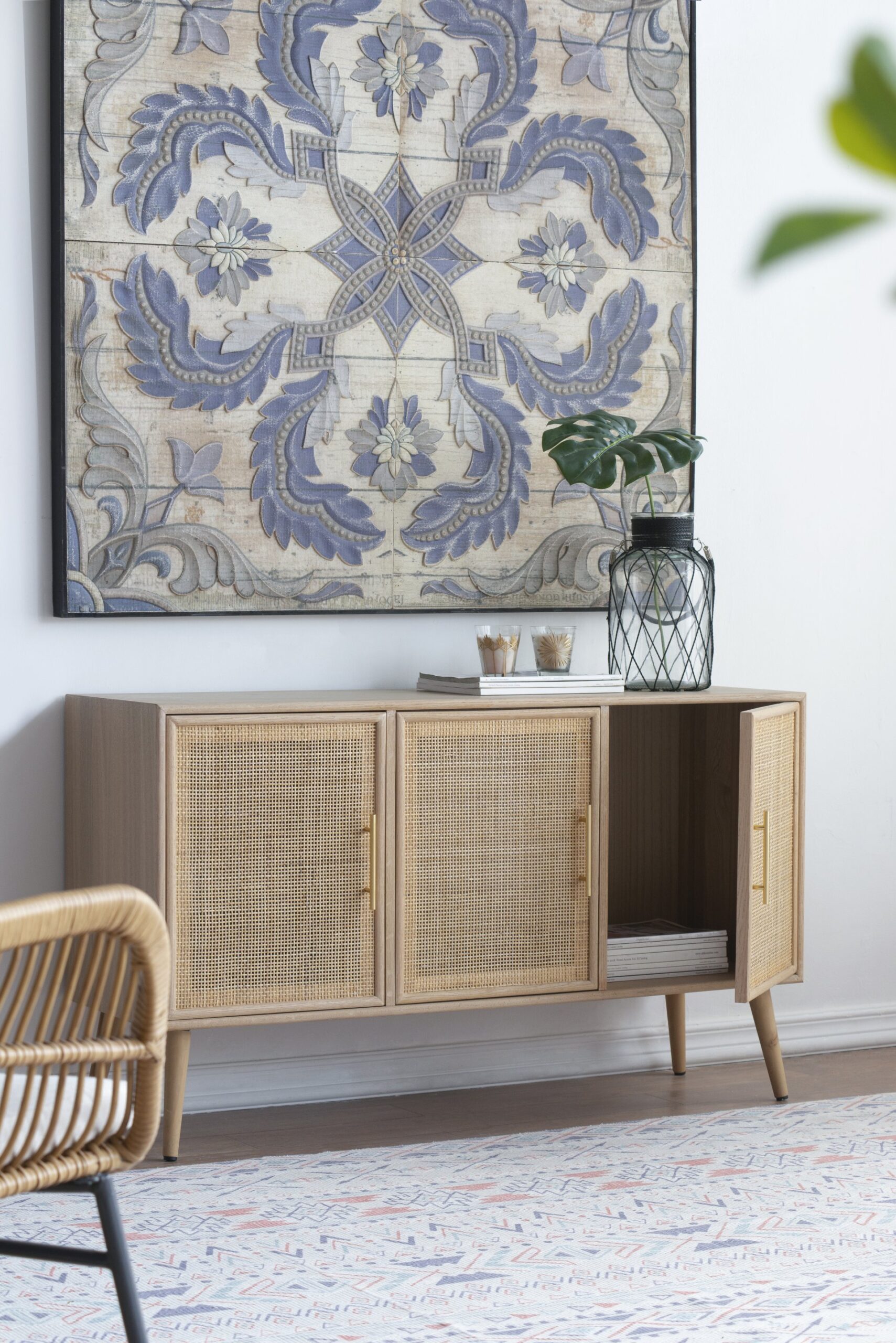 Wooden Accent TV Cabinet With 3 Doors - Brown - Image 11