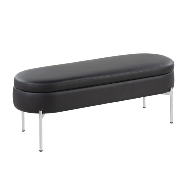 Chloe - Contemporary / Glam Bench - Chrome / Black