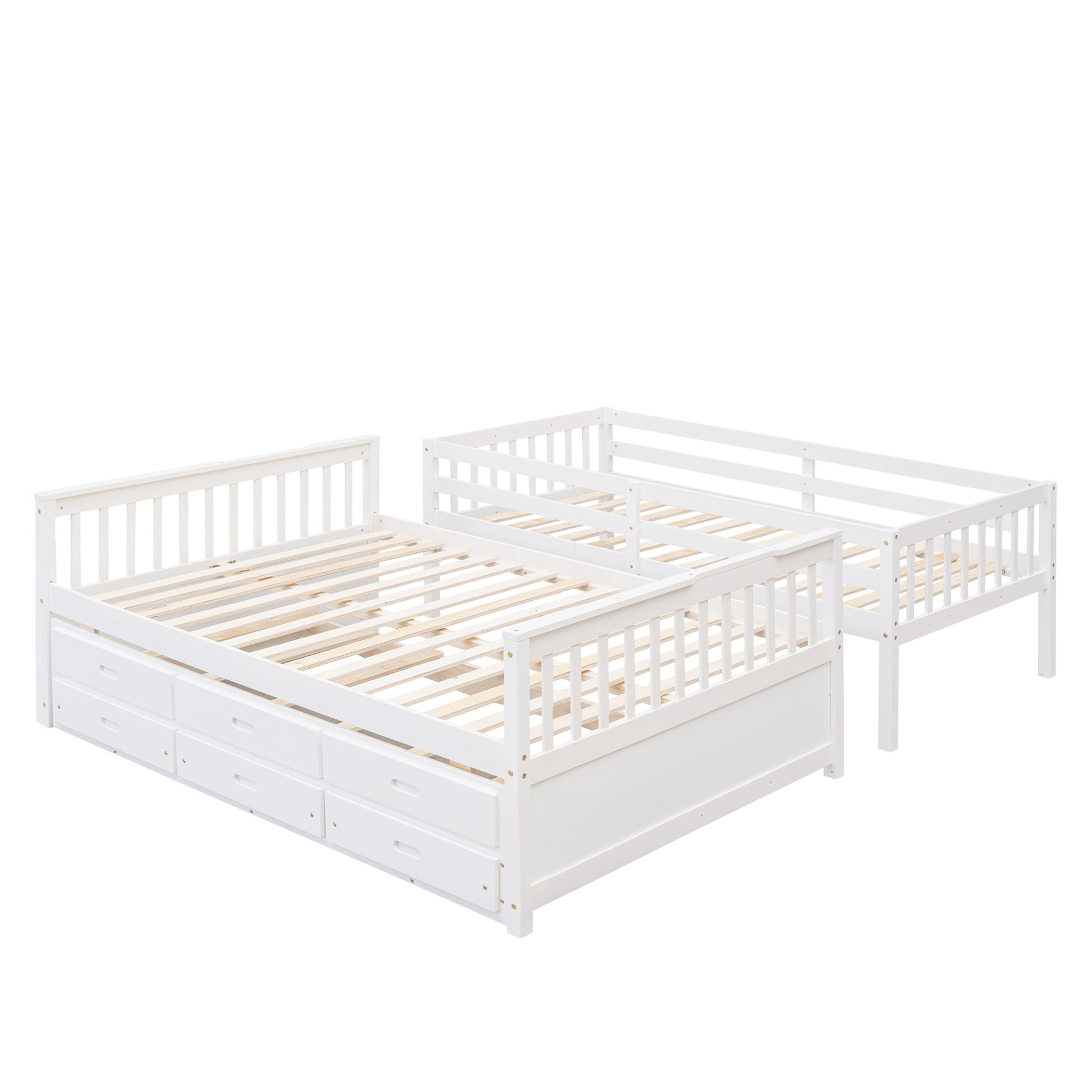 Twin Over Full Bunk Bed With Twin Size Trundle, With Drawers For Bedroom - White - Image 8