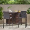 Outdoor Rattan Wicker Bar Chair With Metal Frame - Brown - Image 4