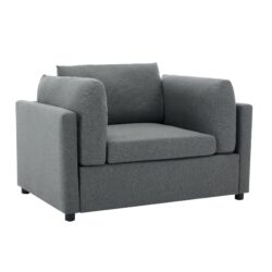 Wide Modern Oversized Armchair With Ottoman Stool, Single Sofa With Lumbar Support, Accent Chair, Reading Chair For Bedroom, Living Room - Dark Gray