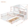 Twin Size House Bed With Sofa, Kids Platform Bed With 2 Drawers And Storage Shelf - White - Image 11