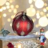 Christmas Ball Ornaments, Glass Decorative Hanging Ball Christmas Tree Ornaments For Holiday Decorations (Set of 4) - Red - Image 3