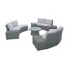 10 Piece Outdoor Sectional Half Round Patio Rattan Sofa Set, Wicker Conversation Furniture Set For Free Combination - Light Gray - Image 12