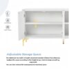 Multi Functional Storage Cabinet, 4 Door Sideboard With Unique Texture, Adjustable Shelves - White - Image 7