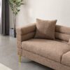 Luxurious And Comfortable Upholstered Sofa With Golden Legs And Pillows For Living Room And Reception Area - Brown - Image 15