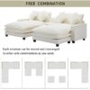 Chenille Upholstered Sectional Sofa With Removable Ottoman, USB Ports, Cup Holders, And Storage - Beige - Image 2