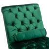 Velvet Button Tufted Upholstered Chaise Lounge Chair With Pillow For Bedroom Living Room Office - Emerald - Image 15