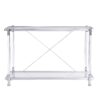 Chrome Glass Sofa Table, Acrylic Side Table, Console Table For Living Room & Bedroom - Chrome - Image 3