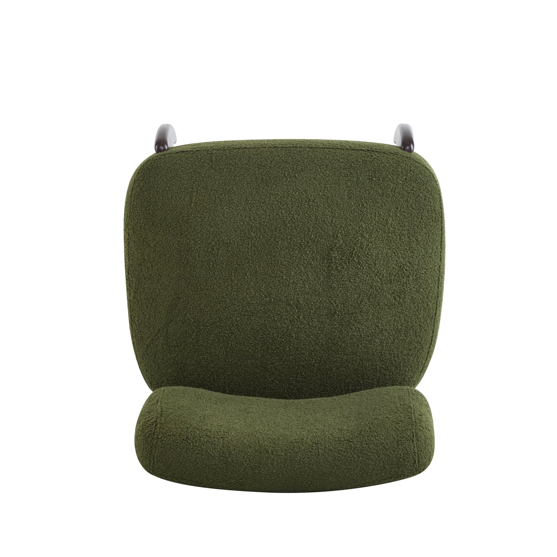 Modern Boucle Lounge Chair With Solid Wood Frame - Green - Image 14