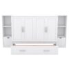 Full Size Murphy Bed With Shelves, Drawers And USB Ports - White - Image 7