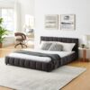 Modern Upholstered Queen Size Bed Frame With Storage Drawer - Dark Gray - Image 6