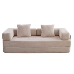 Floor Couch, Compression Sofa, Convertible Floor Sofa Bed With Pillow Back Support Armrest - Light Gray
