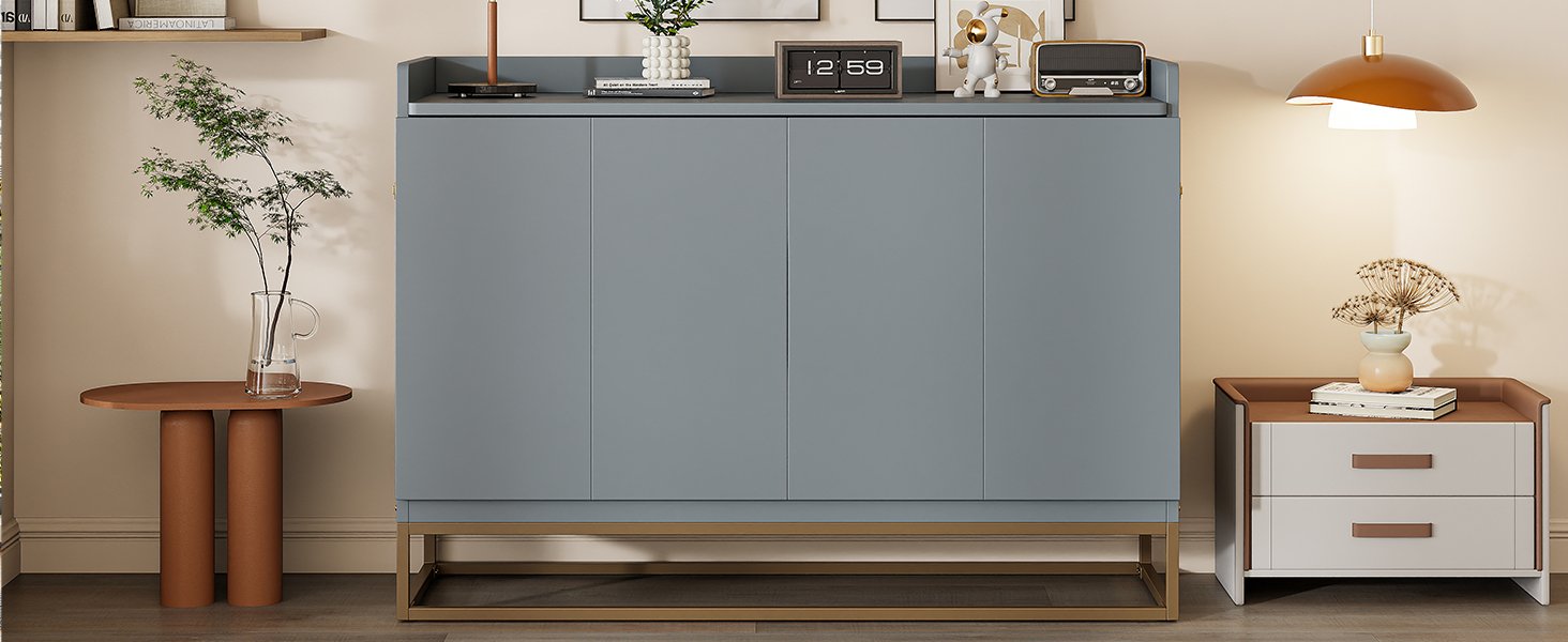 Queen Size Murphy Bed With Iron Legs, Modern Design - Gray - Image 24