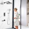 Shower System Set With Control Valve And 10" Overhead Shower - Matte Black - Image 4
