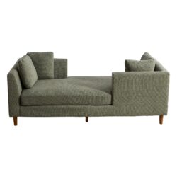 Wide Modern Double Sided Upholstered Chaise Lounge With Throw Pillows - Green