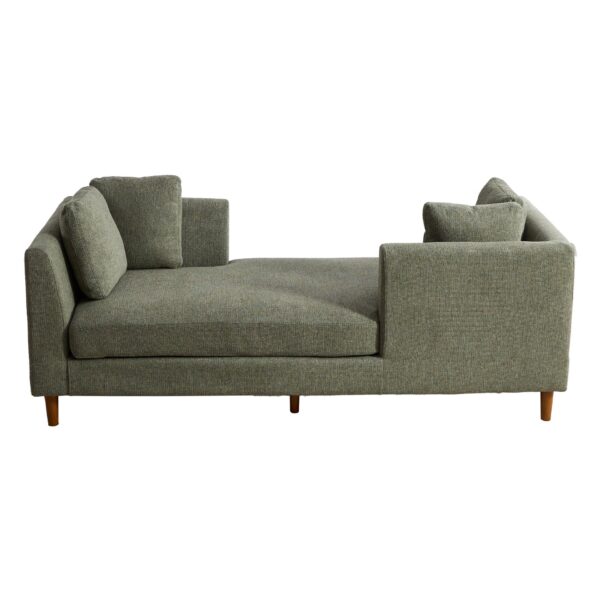 Wide Modern Double Sided Upholstered Chaise Lounge With Throw Pillows - Green