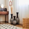 Desktop Vase, Classic And Neat Floor Vase, High Independent Flower Stand, Home Decoration Flower Stand (Set of 3) - Brown White - Image 16