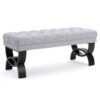 Hilton - Ottoman Bench With Classic Button Tufting - Light Gray - Image 9