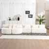 Upholstered Sofa Free Combined Sofa Couch With 2 Chaise Lounge And 5 Back Pillows For Living Room - Beige - Image 10