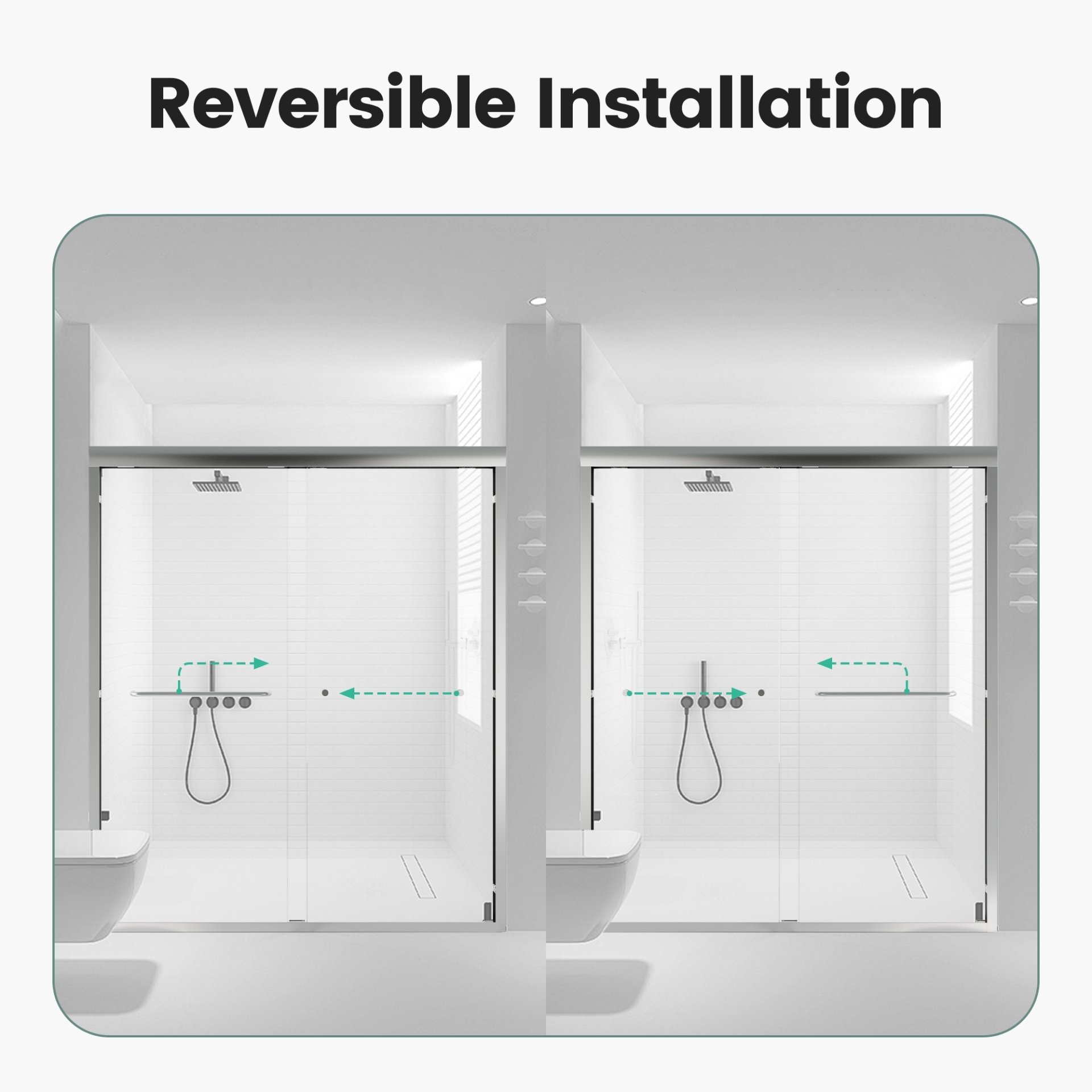 56" -60" W*70" H Semi-Frameless Double Sliding Shower Door, Bypass Shower Door, 1 / 4" (6Mm) Thick SGCC Tempered Glass Door - Chrome - Image 9