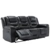3 Seater Home Theater Recliner Manual Recliner Chair With Two Built-In Cup Holders For Living Room - Black - Image 9