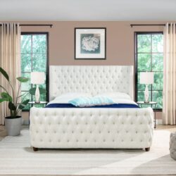 Brooklyn - King Tufted Panel Bed Headboard And Footboard Set - Antique White