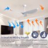 Indoor Ceiling Fan Without Light, 6 Speeds Reversible DC Motor, 3 ABS Blade Ceiling Fan White For Bedroom - White - Image 4
