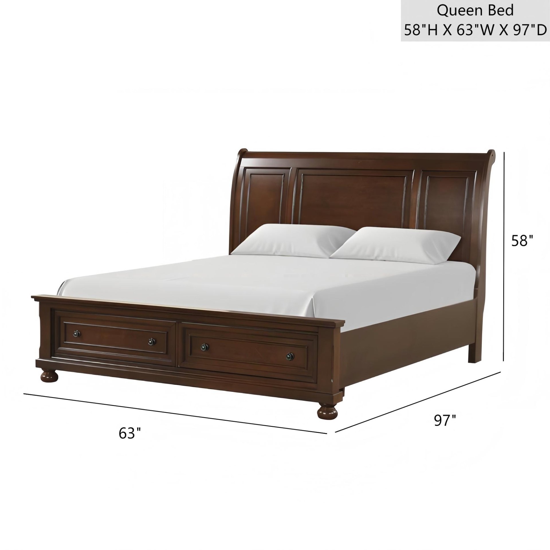 Meade - Queen Bed, Platform Frame, Storage Drawers And Full Extension Design - Dark Cherry - Image 3