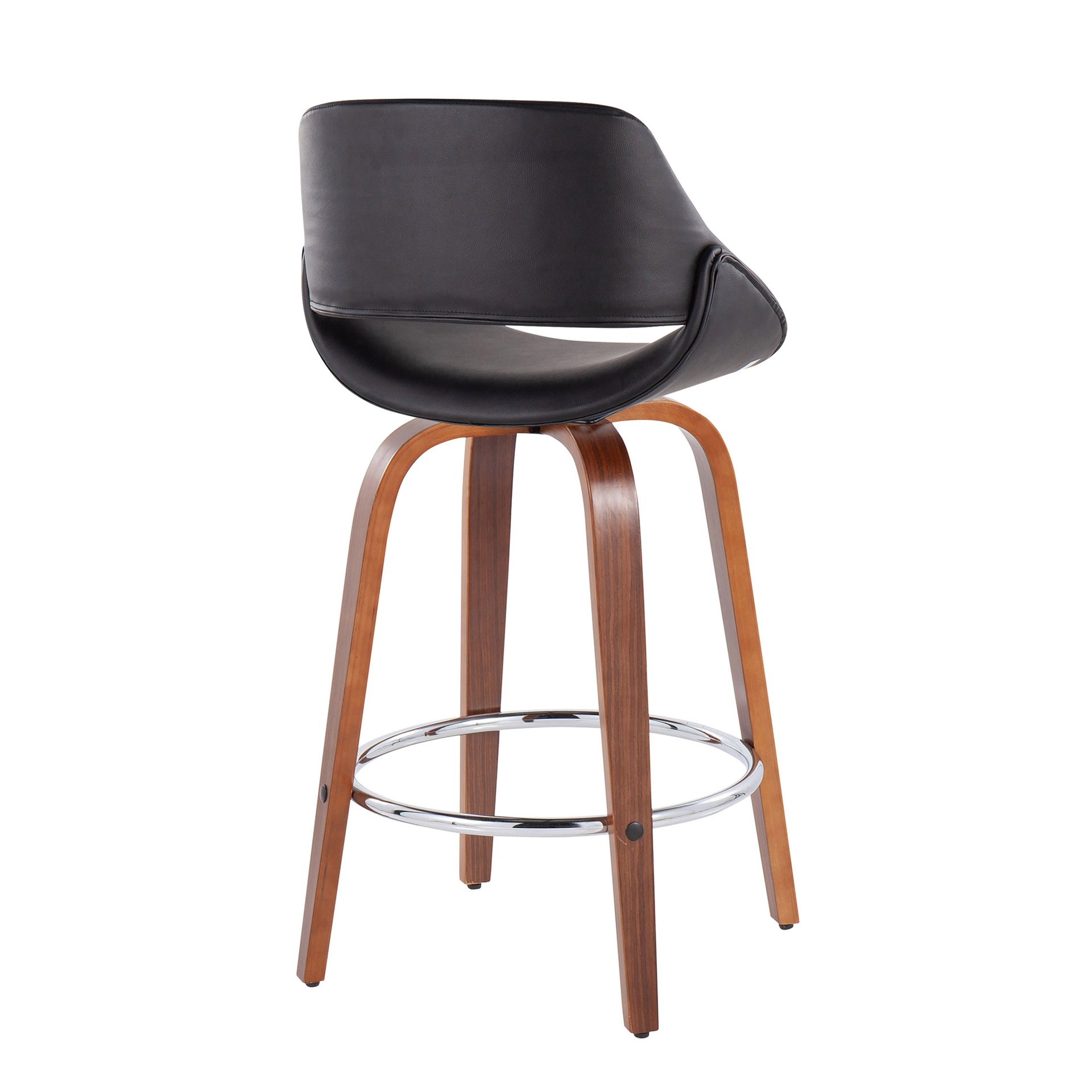 Fabrico - Mid-Century Modern Fixed Height Counter Stool With Round Footrest (Set of 2) - Walnut / Black - Image 4