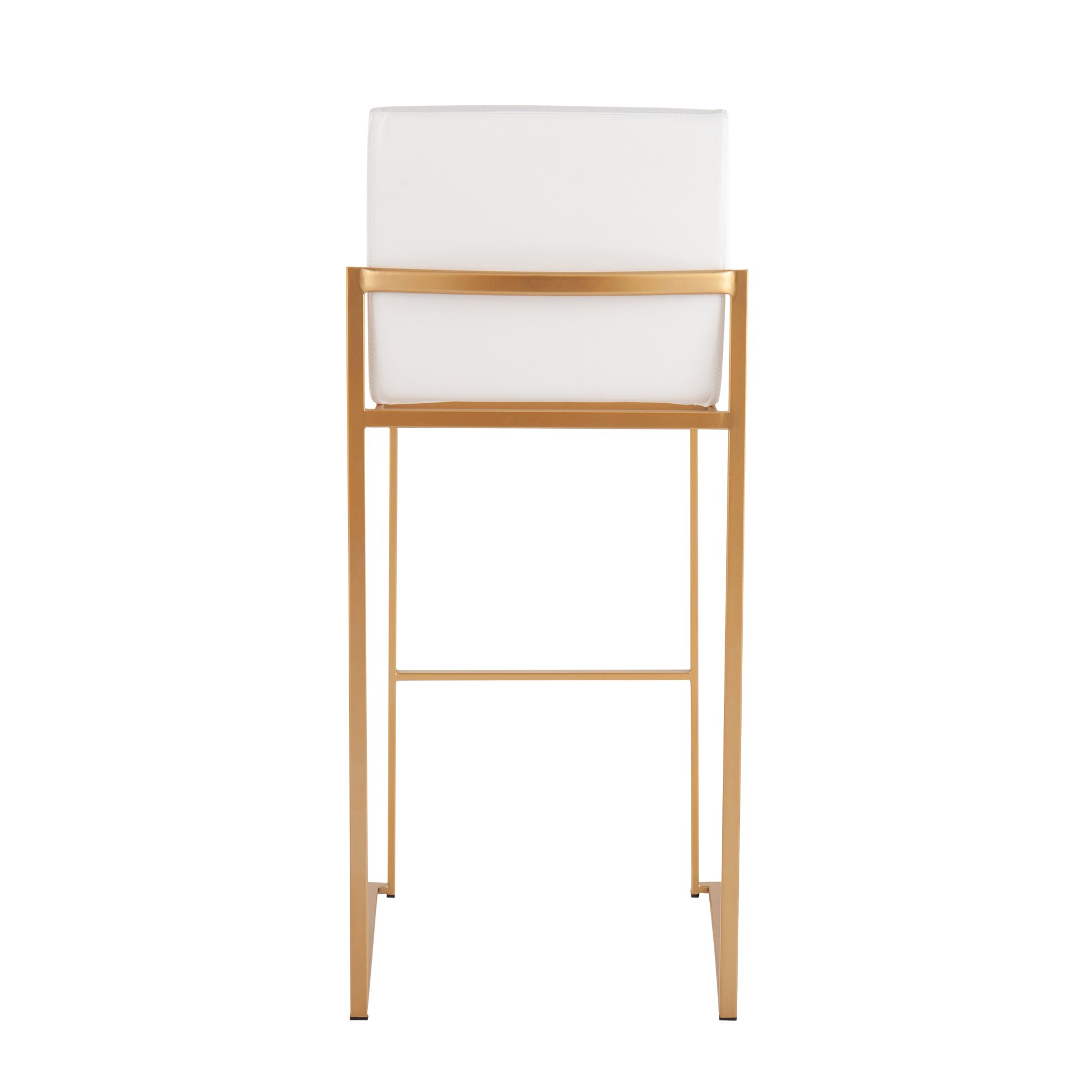 Fuji - Contemporary High Back Barstool (Set of 2) - Gold / White - Image 5