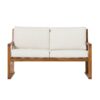 Contemporary Solid Wood Slat Back Patio Loveseat - Brown - Image 2