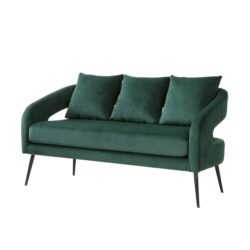 Open Back Loveseat Settee With 3 Pillows - Green