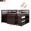Full Loft Low Study Bed With Cabinet, Shelves And Rolling Portable Desk, Multiple Functions - Espresso - Image 15