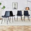 Modern Dining Chair Set With Curved Cushion And Metal Legs For Comfort (Set of 4) - Black - Image 4