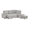 Sectional Sofa Pull Out Sofa Bed L - Shaped Sofa With Movable Ottoman And Stool, Large Storage Space, A Cup Holder, And 2 USB Ports For Living Room - Light Gray - Image 20