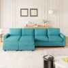 Convertible U Shaped Sectional Sofa With Storage Chaise Lounges & USB Ports - Teal - Image 9