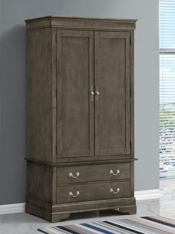 Elegant Traditional Armoire - Gray