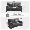 Minimalist 800Lbs Down Filled Sofa, Multiple Colors, Chenille - Gray - Image 3