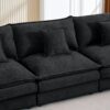 Modular L-Shaped Sectional Sofa Set With Movable Ottoman - Black - Image 6