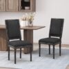 French Country Style Dining Chair Set With Upholstered Seating And Fluted Legs - Black - Image 2