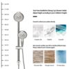 5" Multi Function Dual Shower Head With Adjustable Slide Bar - Chrome - Image 9