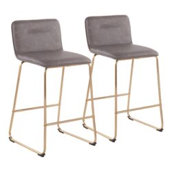Casper - Fixed Height Contemporary Counter Stool (Set of 2) - Gold / Gray