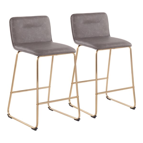 Casper - Fixed Height Contemporary Counter Stool (Set of 2) - Gold / Gray