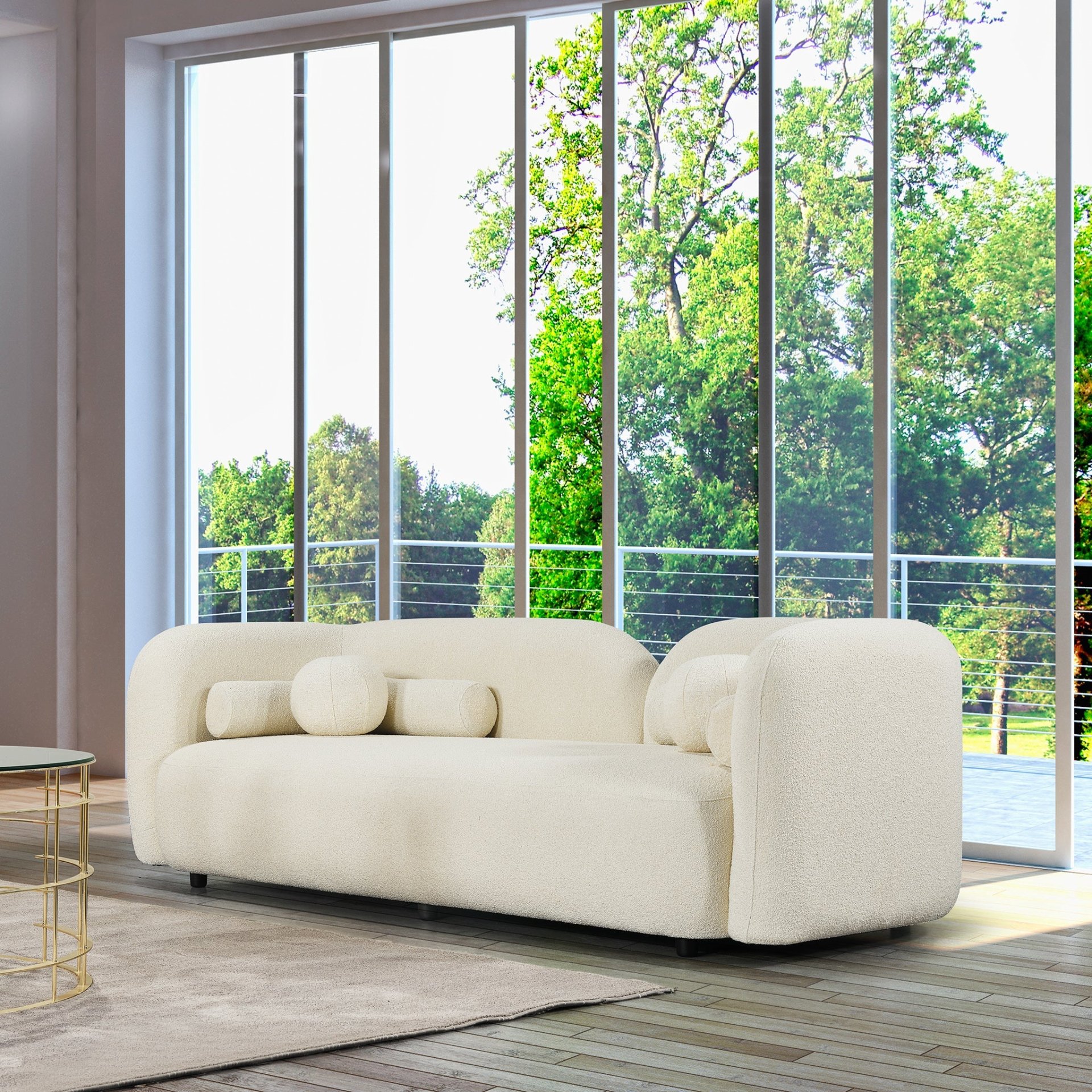 Donna - Japandi Style Boucle Sofa - Cream / Ivory - Image 4